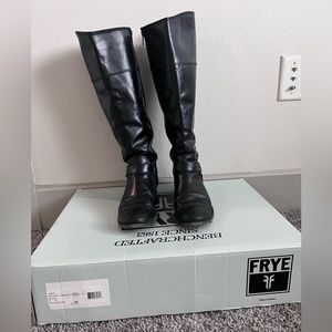 Frye Melissa Harness Inside Zip Black Boots